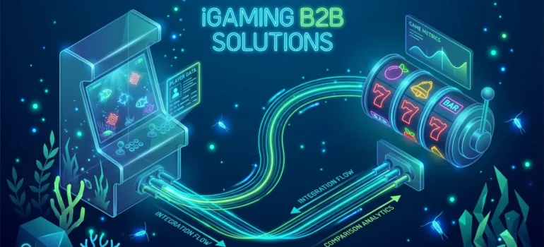 A side-by-side comparison of a modern video slot game interface and a multi-player fish shooting game screen.